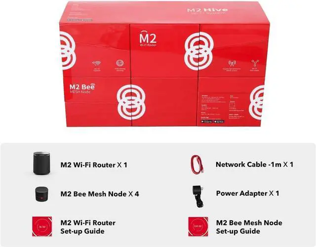 Alt view image 6 of 6 - Mercku WiFi Router for Wireless Internet & Mesh Wi-Fi System 5 Pack up to 5,000 Sq. Ft. Wi-Fi Mesh Network System - M2 Hive App/Website Control Can Add More M2 Routers