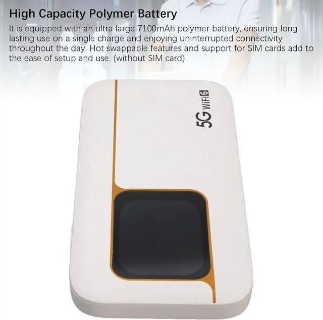 Alt view image 3 of 7 - 5G Mobile Hotspot with Sim Card Slot, 2.77Gbps DL, 1.25Gbps UL, IP67 Design, 7100mAh Battery, 16 Devices, WIFI6, 2.4GHz, 5.8GHz