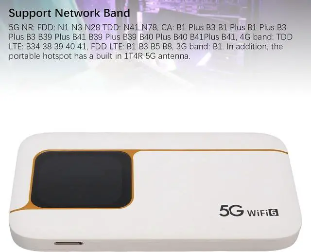 Alt view image 6 of 7 - 5G Mobile Hotspot with Sim Card Slot, 2.77Gbps DL, 1.25Gbps UL, IP67 Design, 7100mAh Battery, 16 Devices, WIFI6, 2.4GHz, 5.8GHz