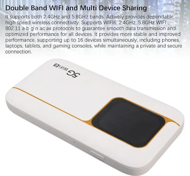 Alt view image 5 of 7 - 5G Mobile Hotspot with Sim Card Slot, 2.77Gbps DL, 1.25Gbps UL, IP67 Design, 7100mAh Battery, 16 Devices, WIFI6, 2.4GHz, 5.8GHz