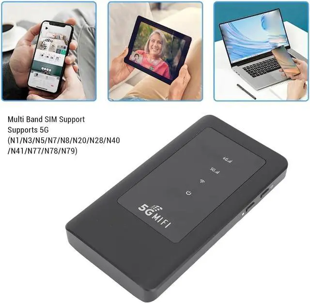 Alt view image 6 of 7 - 5G WiFi Hotspot, 2.77Gbps Download Speed Portable WiFi, Dual Band Mobile Router with 4300mAh Battery for 16 Devices