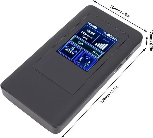 Alt view image 5 of 7 - 5G Mobile Hotspot with Display, 1200Mbps High Speed, Portable WiFi Hotspot, Global Bands for US Networks, Dual - Band WiFi, Connect 16 Devices