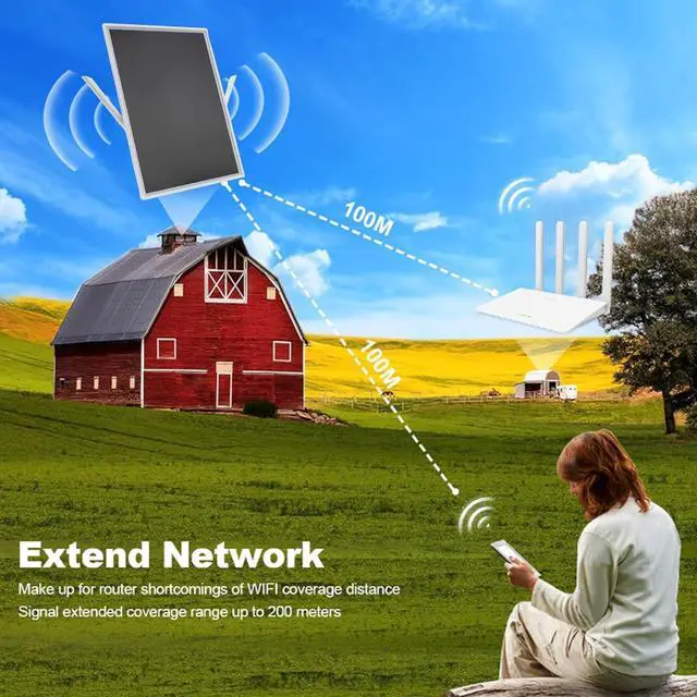 Alt view image 5 of 7 - Zunate 15W Solar WiFi Extender Booster with 328ft Range 20000mAh Battery Dual Band 2.4GHz 5GHz Signal Repeater for Outdoor Use RV Camping Supports 15 Devices