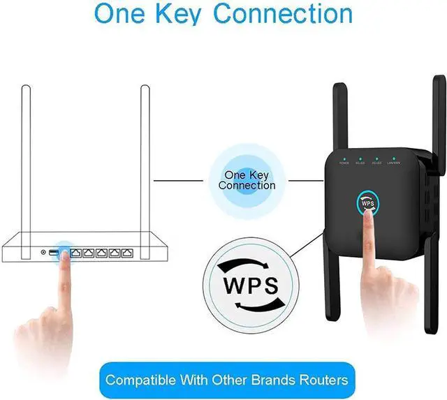 Alt view image 6 of 7 - WiFi Signal Transceiver, Wireless Gigabit Home Router Extender 1200M Dual Frequency Amplifier Internet Repeater with Ethernet Port,Black