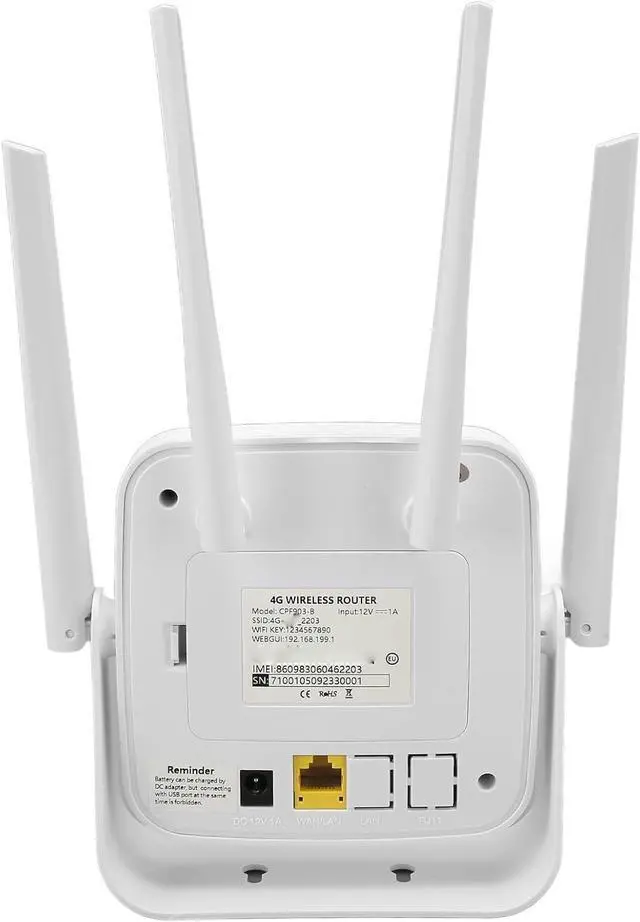 Alt view image 7 of 7 - 4G LTE Mobile Hotspot Router, 300Mbps Professional 4 Antennas LCD Display Strong Signal Mobile WiFi Hotspot for Home (US Plug)