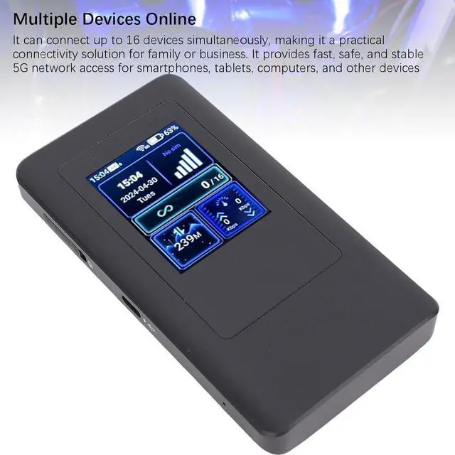 Alt view image 4 of 7 - GOWENIC 5G Portable WiFi, 1200Mbps Dual Band Wireless Router Mobile Hotspot, 4200mAh Battery, for Home Travel and Work, Supports 16 Devices Simultaneously