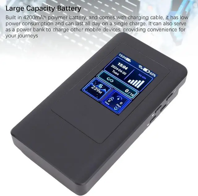 Alt view image 5 of 7 - GOWENIC 5G Portable WiFi, 1200Mbps Dual Band Wireless Router Mobile Hotspot, 4200mAh Battery, for Home Travel and Work, Supports 16 Devices Simultaneously