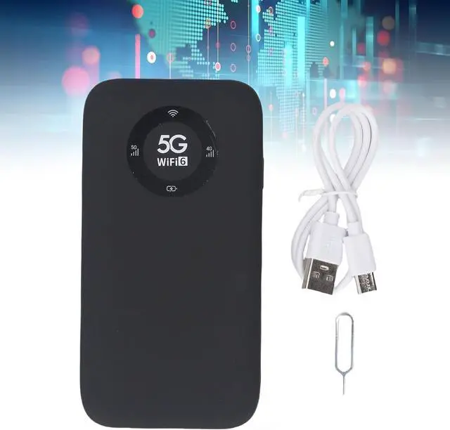 Alt view image 3 of 7 - Dpofirs 5G WiFi 6 Mobile Hotspot, 5G Router with Sim Card Slot, Portable Travel Router Supports 16 Users, 7100mAh Battery, for Phone Tablet (Black)