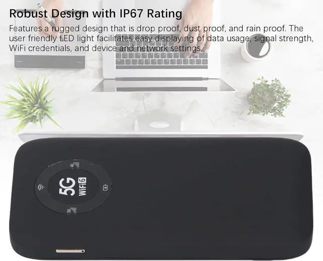 Alt view image 2 of 7 - 5G Mobile Hotspot, 2.4GHz / 5.8GHz Portable WiFi Hotspot for Travel, Pocket Hotspot Router with SIM Card Slot, Supports 16 Users, 7100mAh Battery for Travel Business (Black)