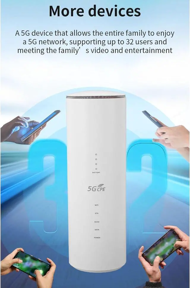 Alt view image 5 of 7 - Upgrade Your connectivity with WiFi 6, 5G CPE Router with SIM Card Slot and 32 Devices, 2.4G 5.8G Dual Band WiFi 6 Mobile WiFi Router (US Plug)
