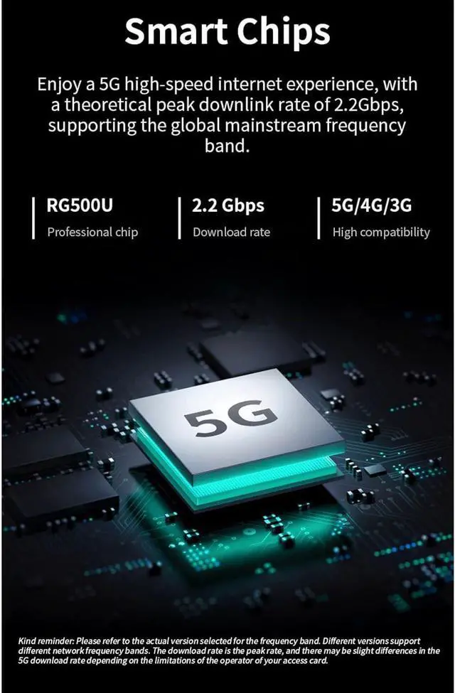 Alt view image 6 of 7 - Asixxsix 5G CPE Router with SIM Card Slot, WiFi 6 Modem 2.4G 5.8G Dual Band Mobile WiFi Router, 8 High Gain Antennas 4x4MIMO 5G Antenna Mobile Hotspot (US Plug)