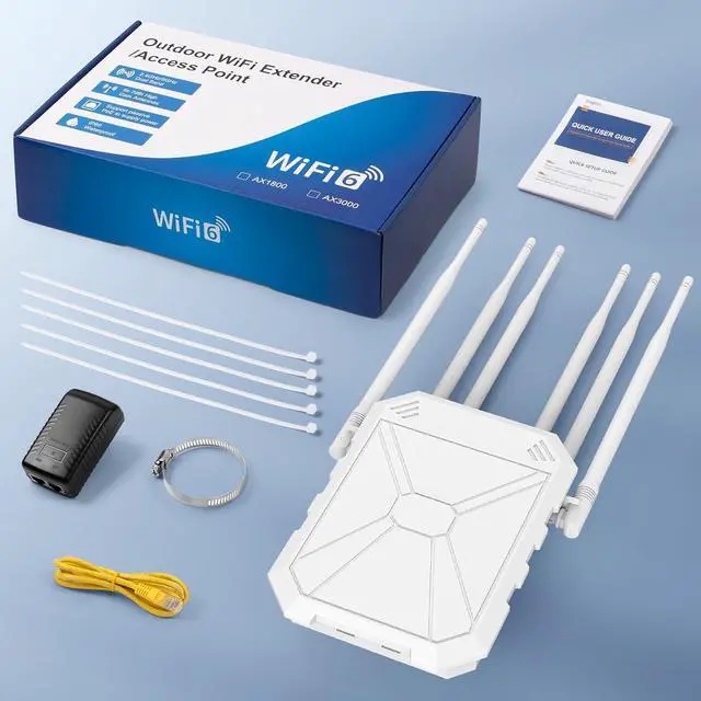 Alt view image 7 of 7 - AX1800 Outdoor WiFi 6 Extender, High Power Outdoor WiFi Extender Signal Booster, Long Range Outdoor WiFi Access Point, IP67 Weatherproof, Passive PoE, for Starlink, Patio, Camping, Yard, RV