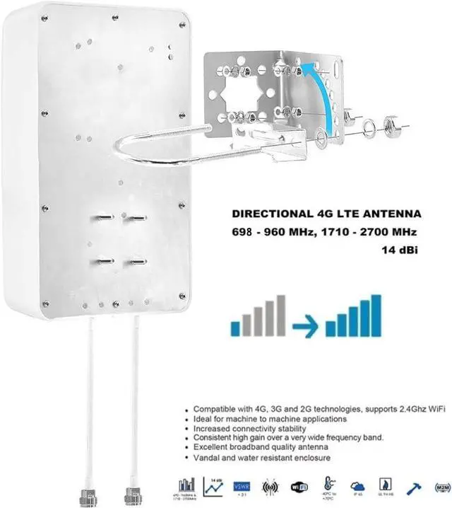 Alt view image 4 of 7 - 5G/ 4G/ LTE/WiFi/ 2x2 MIMO Antennas Outdoor Directional Panel Antenna for 4G LTE 5G Routers Verizon AT&T Sprint T-Mobile Home Internet with TS9 SMA Cable J-Mount Pole (Full Kit)