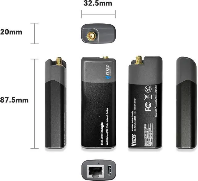 Alt view image 2 of 7 - Heltec Wi-Fi HaLow Dongle WiFi Extender Wireless Bridge Internet Extender WiFi Booster 802.11ah Network Booster Access Ethernet Long Range Wireless ethernet Bridge (AP+STA Pair Set)