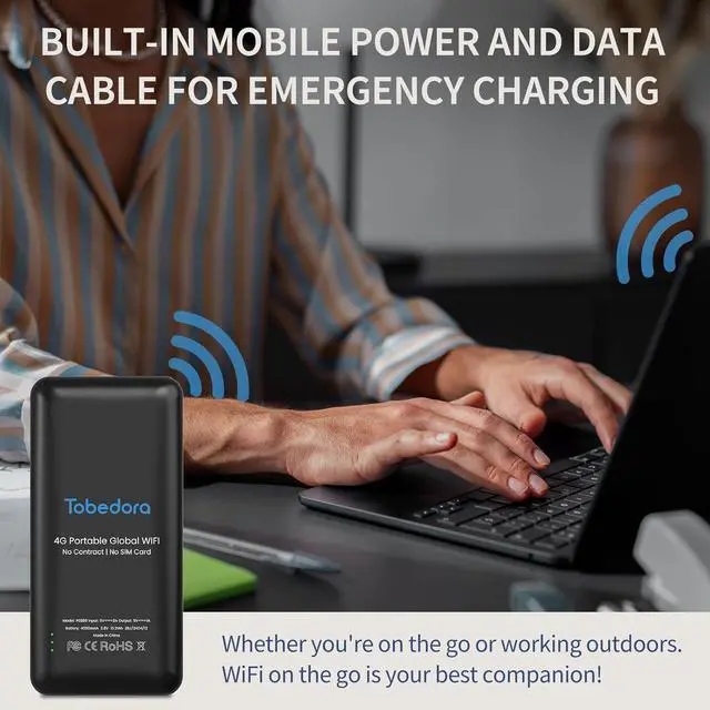 Alt view image 3 of 7 - Portabal WiFi, Mobile Hotspot Device for Travel, Support 10 Devices Connection Travel Router, No SIM Card & Contracts Required, 4G LTE WiFi Hotspot in 135+ Countries