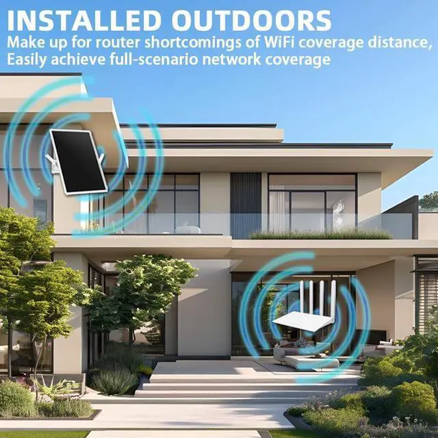 Alt view image 3 of 7 - WiFi Extender Signal Booster Solar Battery Outdoor,Long Range up to 300-feet,Internet 2.4G WiFi Extender Booster,Wireless Signal Booster WiFi Repeater 300Mbps,Applicable to 2.4G Router (32 * 24CM)