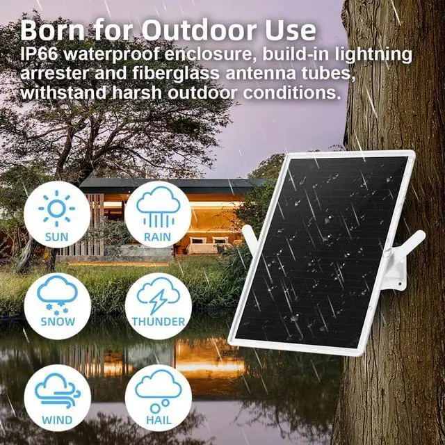 Alt view image 5 of 7 - WiFi Extender Signal Booster Solar Battery Outdoor,Long Range up to 300-feet,Internet 2.4G WiFi Extender Booster,Wireless Signal Booster WiFi Repeater 300Mbps,Applicable to 2.4G Router (32 * 24CM)