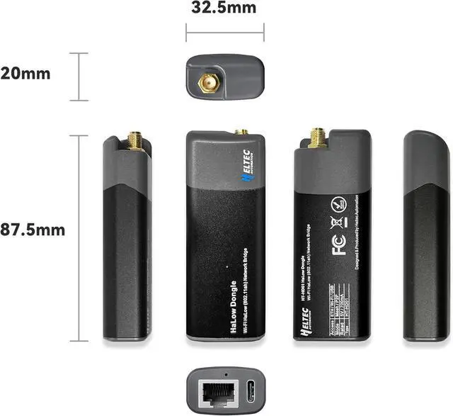 Alt view image 2 of 7 - Heltec Wi-Fi HaLow Dongle Wireless Bridge 802.11ah Network Booster Long Range Wireless Access Extender Ethernet Bridge Repeater (STA)