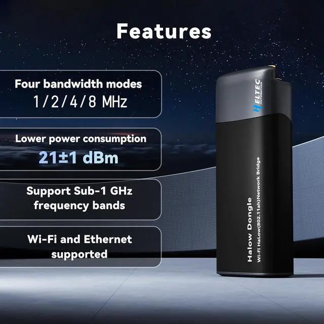 Alt view image 3 of 7 - Heltec Wi-Fi HaLow Dongle Wireless Bridge 802.11ah Network Booster Long Range Wireless Access Extender Ethernet Bridge Repeater (STA)