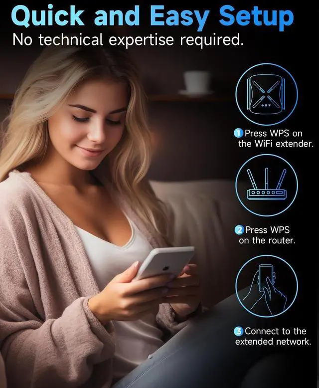 Alt view image 3 of 7 - 2026 WiFi Extender Signal Booster, New Gen Wi-Fi 6 Repeater, Long Range up to 12,000 sq.ft for Home, Dual-Band Internet Extender WiFi Booster w/Gigabit Ethernet Port, Easy Setup, EasyMesh Compatible