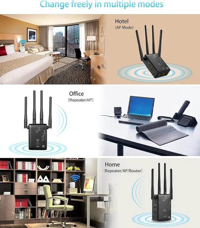 Alt view image 7 of 7 - VICTONYUS VICTONY WA1200 Wireless Range Extender 1200Mbps WiFi Extneder Dual Band with 4 External Antennas WiFi Signal Booster White