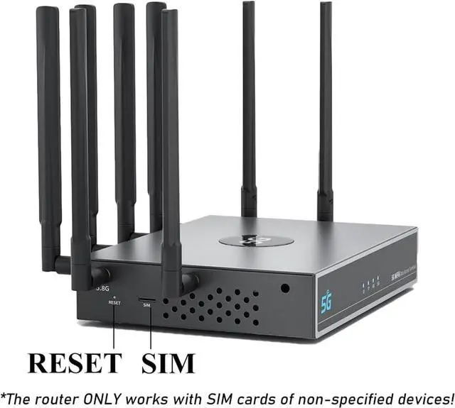 Alt view image 5 of 7 - 5G Dual Band WiFi 6 CPE Router 4.67Gbps NR NSA SA 5G Wireless Router with SIM Card Slot WAN LAN Port, for SDX62 Modem, OFDMA MU MIMO, 5dBi Antennas (US Plug)