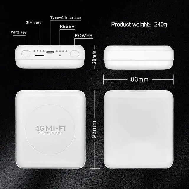 Alt view image 2 of 7 - 5G Mobile Hotspot, Portable WiFi Hotspot with SIM Card Slot, 1.6Gbps WiFi 6, Multiple Encryption, Connect Up to 32 Devices, Mobile Hotspot Device for Home, Travel, Vehicle