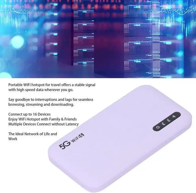 Alt view image 2 of 7 - 5G LTE WiFi Mobile Hotspot,Portable WiFi Router,with Nano SIM Card Slot,16 Connected Devices,High Speed Hotspot,6100MAh Long Lasting and Rechargeable Battery Router for Travel
