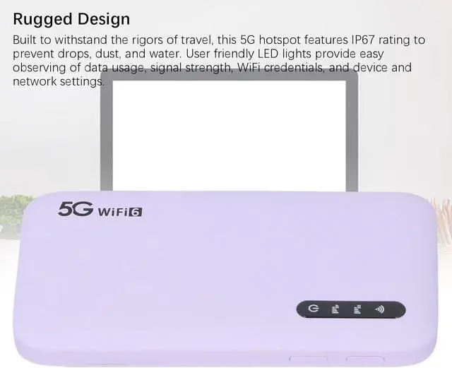Alt view image 4 of 7 - 5G LTE WiFi Mobile Hotspot,Portable WiFi Router,with Nano SIM Card Slot,16 Connected Devices,High Speed Hotspot,6100MAh Long Lasting and Rechargeable Battery Router for Travel