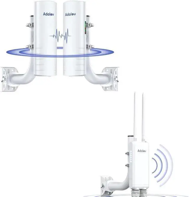 Main image of 5KM Wireless Bridge with 2 x 1Gbs Ports and Bracket Mounts for Network Extend, AdaLov CPE361 Point to Point Wireless Bridges +Outdoor Wi-Fi Access Point with Bracket Mount, 1200Mbps Long Range