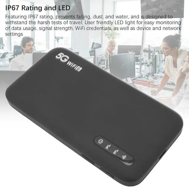 Alt view image 4 of 7 - 5G Mobile Hotspot WiFi 6, 5G Portable Router with SIM Card Slot, Support 16 Devices 6100mAh Battery, Portable Internet Devices for Travel and Home Use