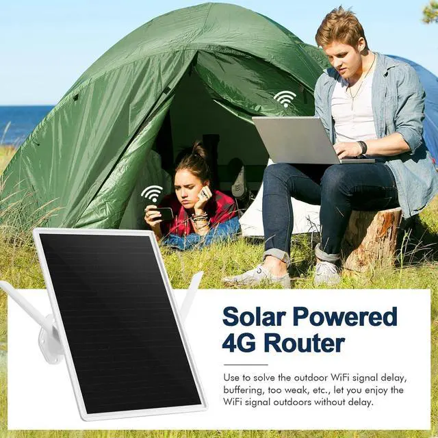 Alt view image 4 of 6 - Solar Powered 4G LTE Modem Router with SIM Card Slot, 50M WiFi Range, IP66 Waterproof, 15W and 20000mAh Battery Built-in, Design for Yards,campings and Outdoor Area