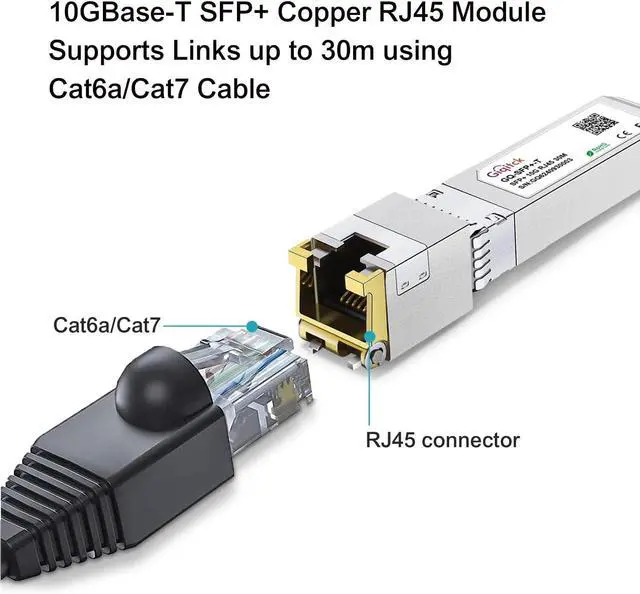 Alt view image 3 of 5 - SFP+ to RJ45 10GBase-T Module, 10Gbe Copper SFP to Ethernet Networking Transceiver for Cisco SFP-10G-T-S, Ubiquiti UniFi UF-RJ45-10G, Meraki, Supermicro and More, up to 30m,4pcs
