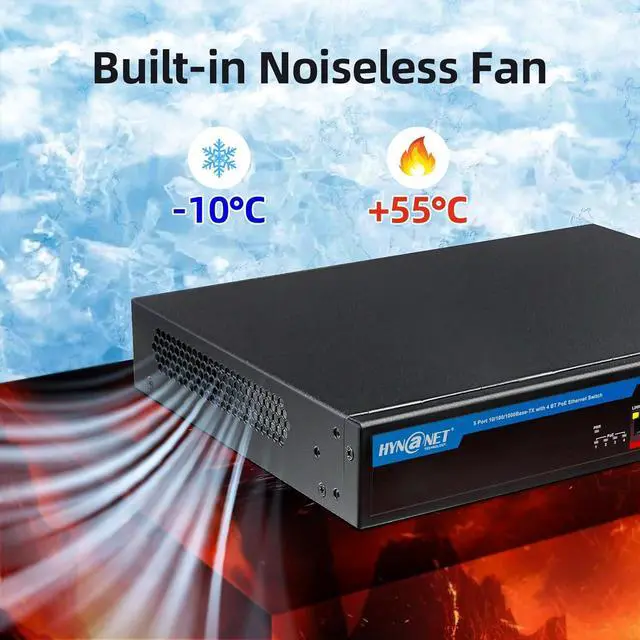 Alt view image 5 of 6 - 802.3bt 5 Port Gigabit PoE++ Switch, Built-in 150w Power, 4 Port 90w PoE++ for PTZ Cameras