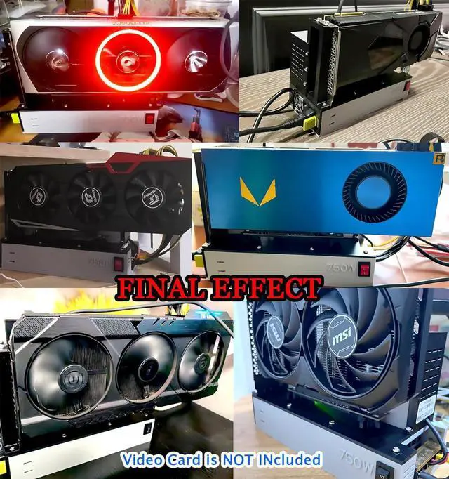 Alt view image 5 of 7 - External Graphics Card GPU Dock w/ 750W Power Supply, for nVidia Geforce RTX 4080 4090 3080 3090 AMD Radeon RX 6900 7900 6800 7800 XT XTX, Extra PCIE Adapter Docking Station Complete Assembly