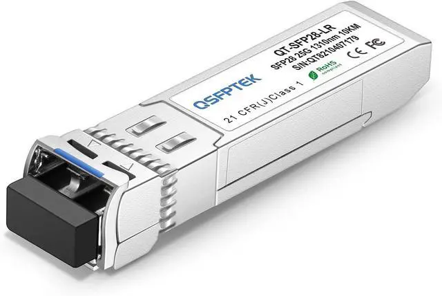 Main image of QSFPTEK 25G SFP28 Module, 25GBASE-LR 25 Gigabit SFP LC Fiber Ethernet Single-Mode Transceiver 25GBASE-LR Mini-gbic for Arista Networks SFP-25G-LR, 1310nm, 10km, with DDM