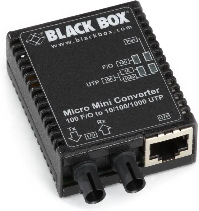 Main image of Black Box Micro Mini Media Converter, 10-/100-/1000-Mbps Copper to 100-Mbps Duplex Fiber, Multimode, 1310-nm, 5 km, ST
