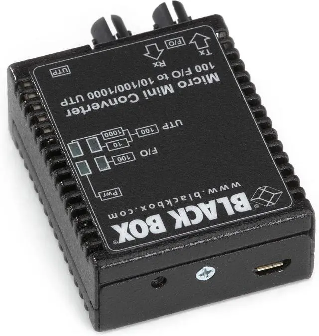 Alt view image 2 of 2 - Black Box Micro Mini Media Converter, 10-/100-/1000-Mbps Copper to 100-Mbps Duplex Fiber, Multimode, 1310-nm, 5 km, ST