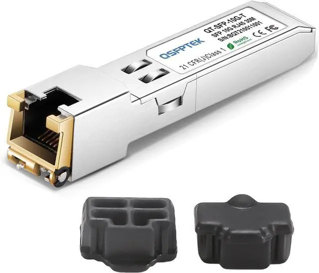 Main image of 10Gb SFP+ RJ45 Transceiver, 10GBASE-T SFP to Ethernet Module, 10 gigabit SFP Copper RJ-45 30m, RJ45 Network Switch Ethernet Port Silicone Plug Cover, 10g Networking Optical Fiber Mini gbic Generic