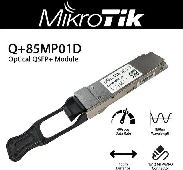 Alt view image 2 of 2 - Mikrotik Q+85MP01D Optical QSFP+ Module 40 Gbps 850nm with MTP/MPO Connector