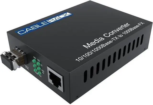 Alt view image 2 of 5 - Gigabit Media Converter LC Multi-Mode Fiber Media Converter, up to 550m, 10/100/1000Base-Tx to 1000Base-SX (SX Transceiver Included) by CableRack