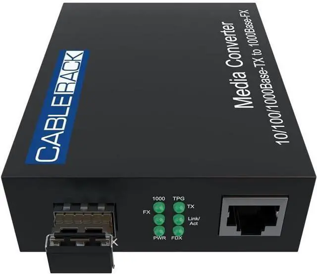 Alt view image 3 of 5 - Gigabit Media Converter LC Multi-Mode Fiber Media Converter, up to 550m, 10/100/1000Base-Tx to 1000Base-SX (SX Transceiver Included) by CableRack