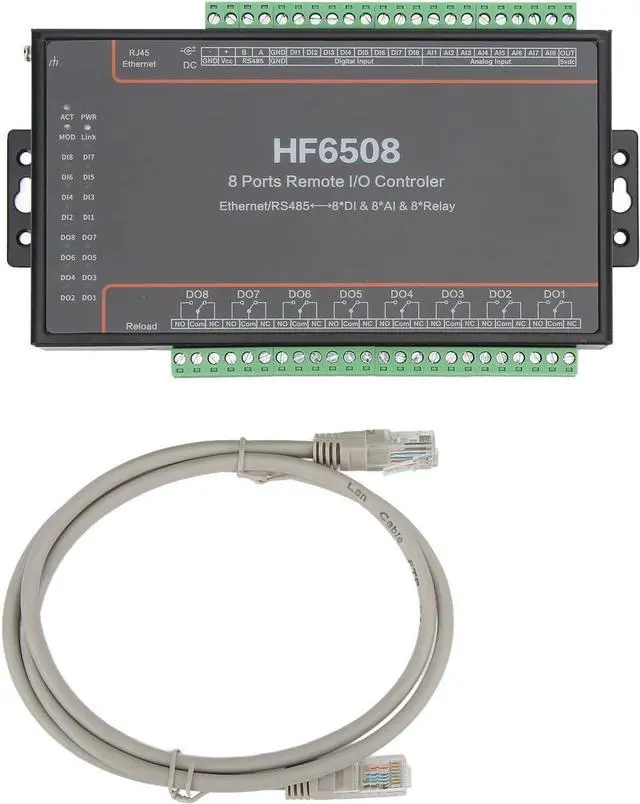 Alt view image 6 of 7 - Yosoo Relay Network Controller, Ethernet Relay Ethernet Remote Controller with Serial Wiring Cable 540V DC for Network