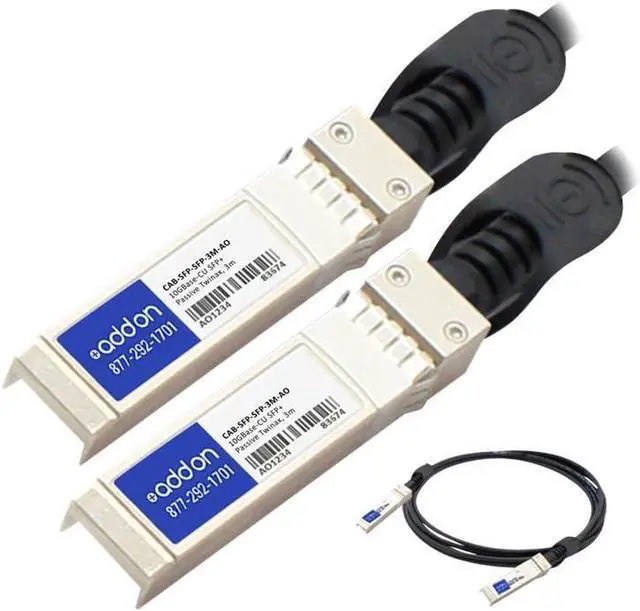 Main image of Add-On Computer Arista Networks Compatible 10GBase-CU SFP+ to SFP+ Direct Attach Cable (CAB-SFP-SFP-3M-AO)