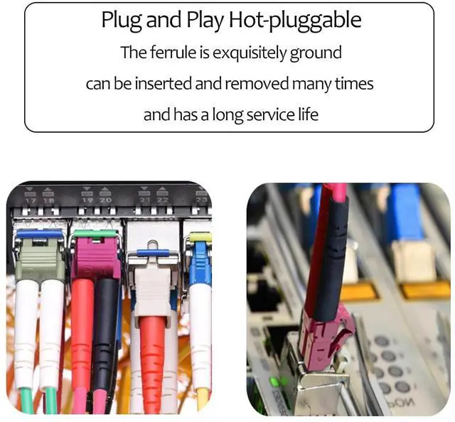 Alt view image 7 of 7 - A Pair Gigabit Ethernet Media Converter, 10/100/1000Mbps Networks Ethernet to Fiber Media Converter, with 2pcs 1000Base-LX SFP Module and 4pack OM3 LC to LC Fiber Patch Cable