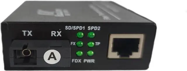 Alt view image 2 of 7 - Gigabit Ethernet Fiber Media Converter 10/100/1000M, BIDI 40km, Integrated Singlemode SC Transceivers, RJ45 to 1000Base-LX