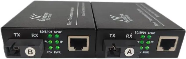 Main image of Gigabit Ethernet Fiber Media Converter 10/100/1000M, BIDI 40km, Integrated Singlemode SC Transceivers, RJ45 to 1000Base-LX