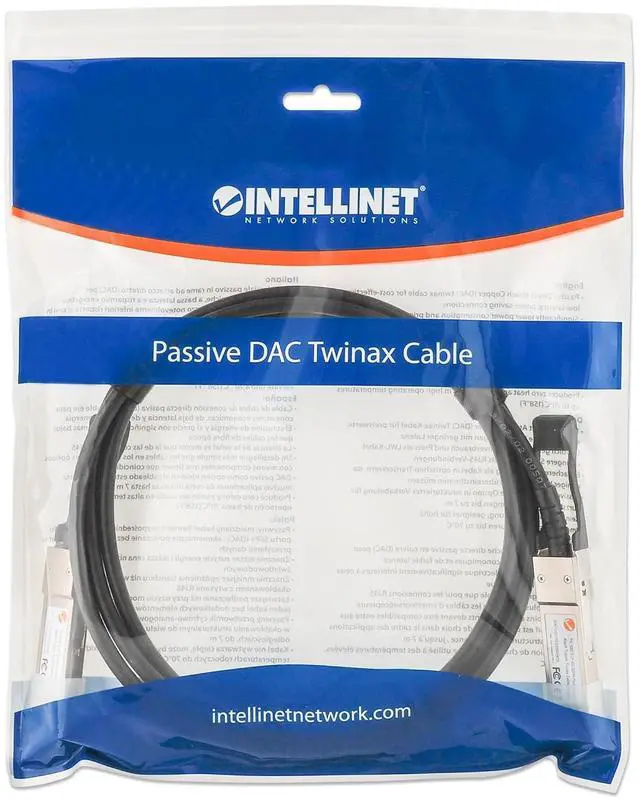 Alt view image 7 of 7 - Intellinet 40G QSFP+ Passive DAC Twinax Cable - 7 ft., Low-Latency, Energy-Efficient, MSA-Compliant for Maximum Compatibility, Direct Attach Copper, AWG 30