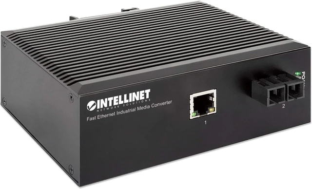 Alt view image 2 of 6 - Intellinet Industrial SC Single-Mode Media Converter, 100Base-TX, 12.4 mi