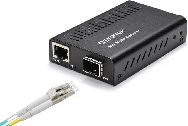 Main image of 10G Media Converter with 5M Fiber Patch Cable, 10 Gigabit Copper to Fiber Ethernet, Unmanaged 1x 1G/2.5G/5G/10GBase-T RJ45 to 1x 10GBase-X SFP+ Slot, Support 10G SR/LR Module and Optical Cable Cord